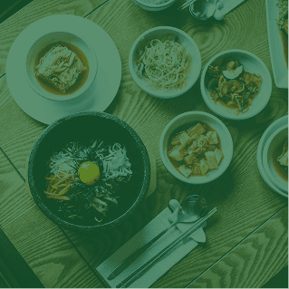 Table spread of shared plates