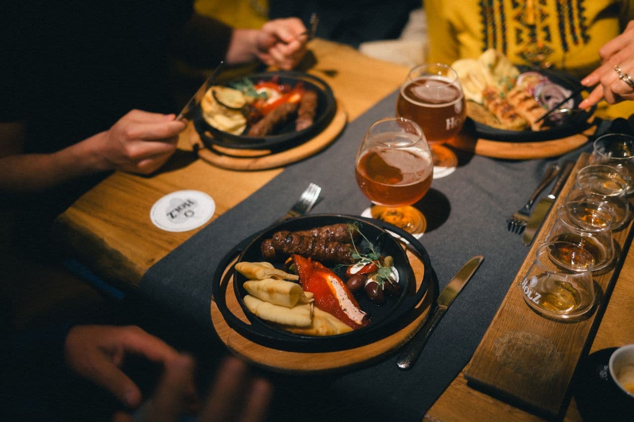 A shared table of food set out for a gathering
